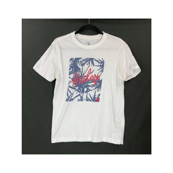 Hurley t-shirt white blue red graphic print short sleeve tee S - Picture 1 of 4